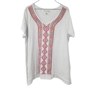 NEW YORK LAUNDRY White Short Sleeve Top Womens Size XL Extra Large Summer